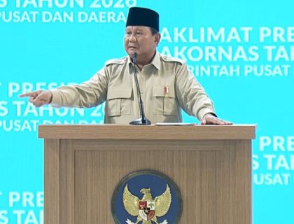 Presiden Prabowo di Rakornas 2026, di SICC, Sentul, Bogor, 2 Februari 2026