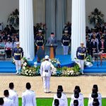 Presiden Prabowo Subianto memimpin upacara peringatan Hari Lahir Pancasila yang berlangsung khidmat di Gedung Pancasila, Kementerian Luar Negeri (Kemlu) RI, Jakarta Pusat, pada Senin (1/6)